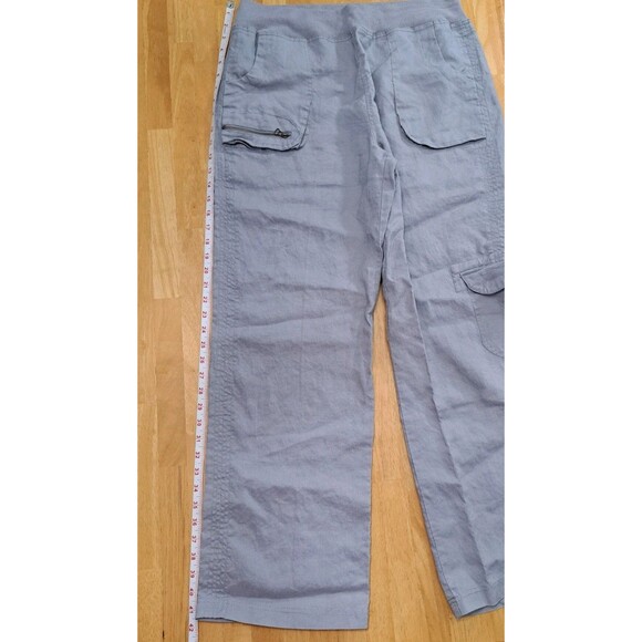 Soft Surroundings Womens Medium Gray Wide Leg Elastic Waist Pull On Cargo Pants - Picture 9 of 12